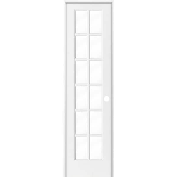 Krosswood Doors 24 in. x 96 in. 12-Lite Clear Solid Hybrid Core Composite MDF Primed Left Hand Single Prehung Interior Door