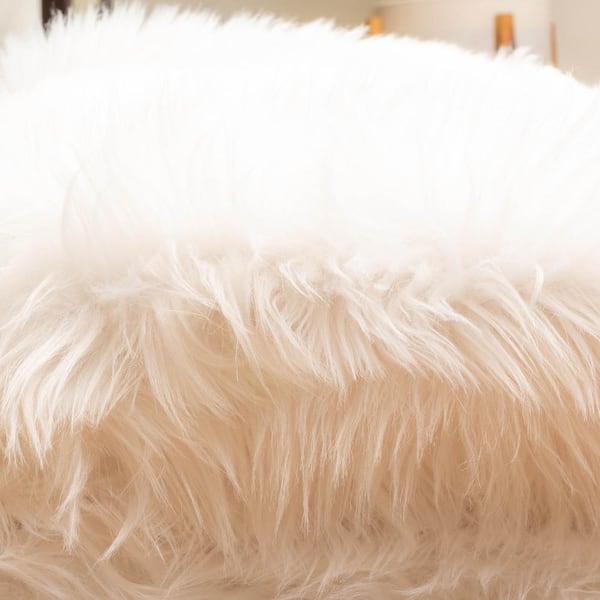 Serene Silky Faux Fur Fluffy Shag Rug Snow White 4' x 6' Sheepskin