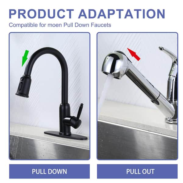 Kitchen Faucet Pull-Down Hose Replacement – M15 X 1mm To G1/2, Black Nylon Braided, Quick-Connect, 2-Year Warranty
