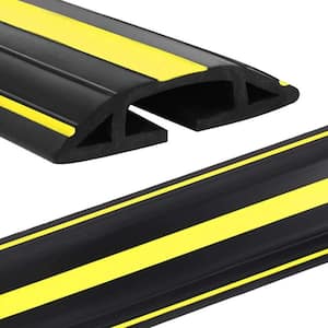 10 ft. Flexible Floor Cable Cover, Heavy Duty PVC Duct Cord Hider to Protect Wire, Indoor and Outdoor Use, Black/Yellow