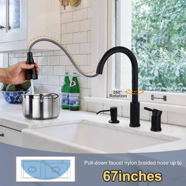 BELZ Kitchen Mixer Tap With Pull Out Spray- 360° Swivel, Pull Down