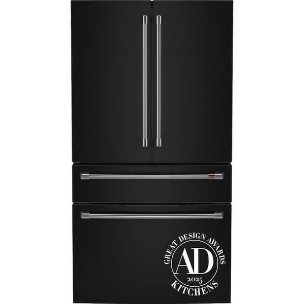 36 in. 23.2 cu. ft. Counter-Depth 4-Door French-Door Refrigerator in Matte Black w/ Dual-Dispense AutoFill Pitcher