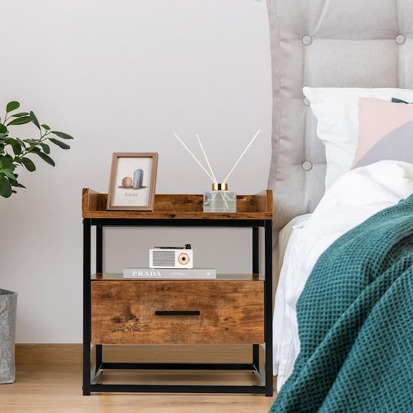 ANGELES HOME 1 Drawer 18 in. W 3-tier Nightstand with Drawer and Raised Top Baffles
