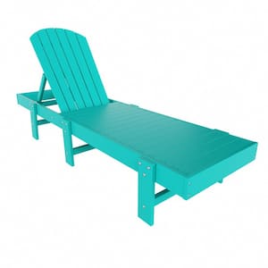 Altura Turquoise HDPE Plastic Outdoor Adjustable Backrest Classic Adirondack Chaise Lounger