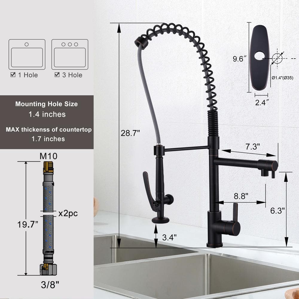 Oil Rubbed Bronze Single Handle Pull Out Sprayer Kitchen Faucet