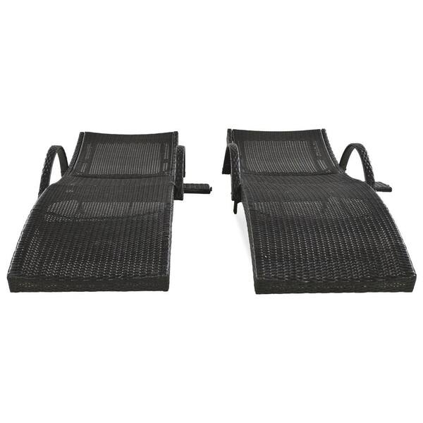 ITOPFOX Brown 80 in. Rattan Wicker Outdoor Chaise Lounge