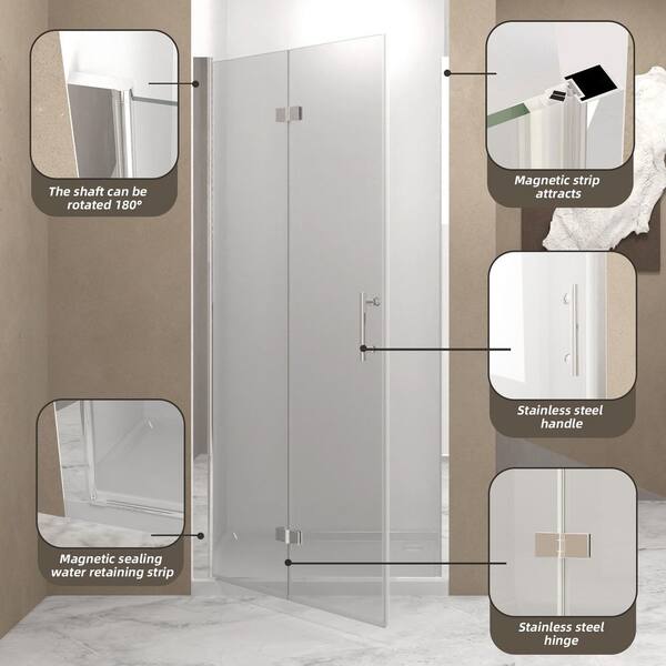 Liviza 34-35 in. W x 72 in. H Bi-fold Frameless Shower Door in