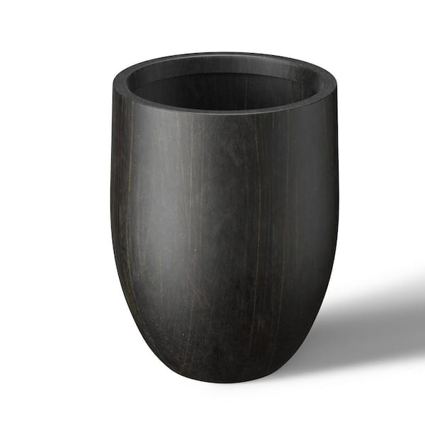 Sapcrete 17 in. Large Bronzed Black(Enhanced Interior) Concrete Round Planter / Pot with Drainage Holes