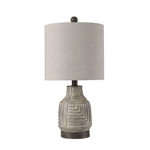 21.5 in. Bokava/Garrison Gray Table Lamp with Gray Hardback Fabric Shade