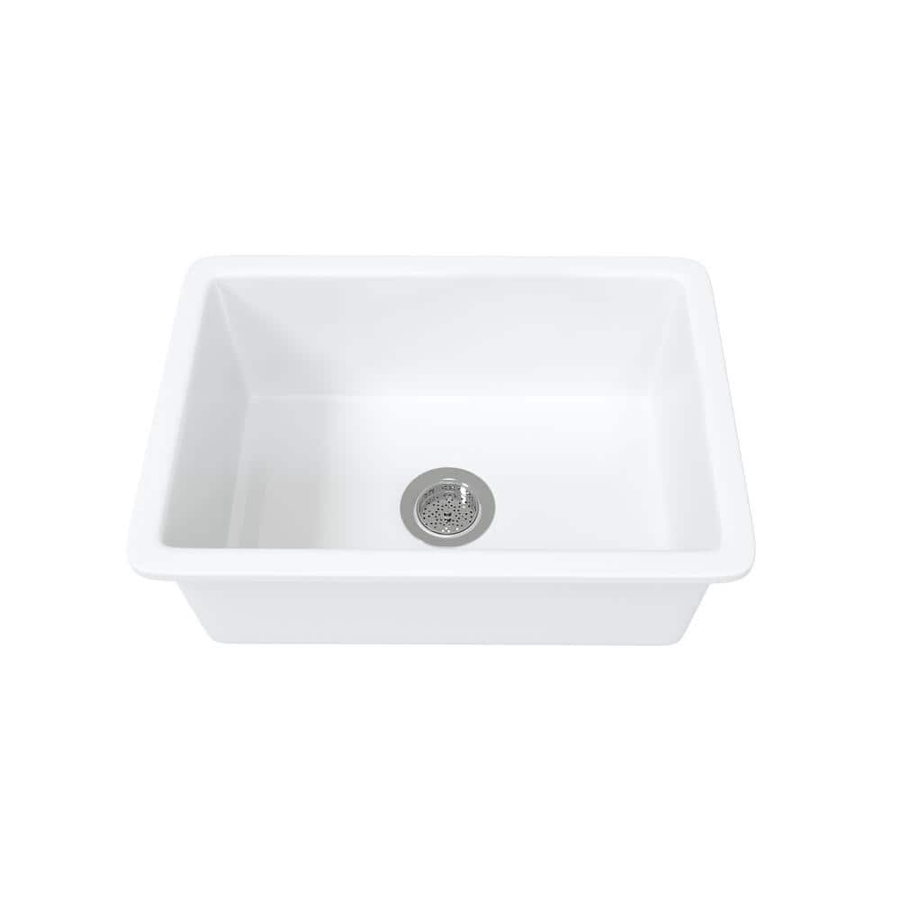 Oslo White Fireclay Single Bowl Drop-In Kitchen Sink