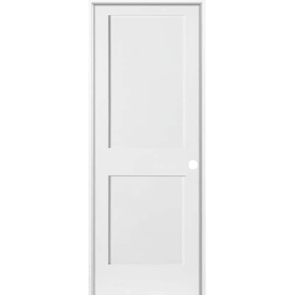 Krosswood Doors 30 in. x 80 in. Craftsman Shaker Primed MDF 2-Panel Left-Hand Wood Single Prehung Interior Door