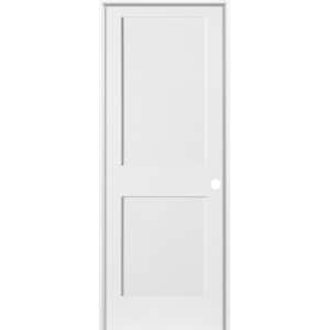 32 in. x 80 in. Craftsman Shaker Primed MDF 2-Panel Left-Hand Solid Core Wood Single Prehung Interior Door