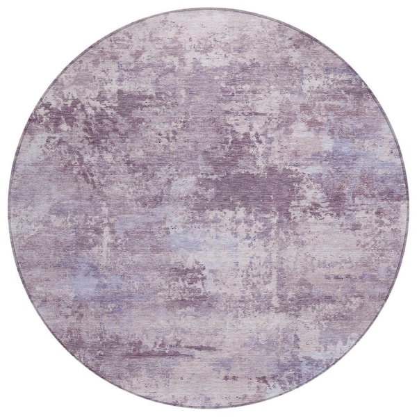 Chantille Machine Washable Indoor/Outdoor Abstract ACN2370 Lavender 8 ft. x 8 ft. Round Rug