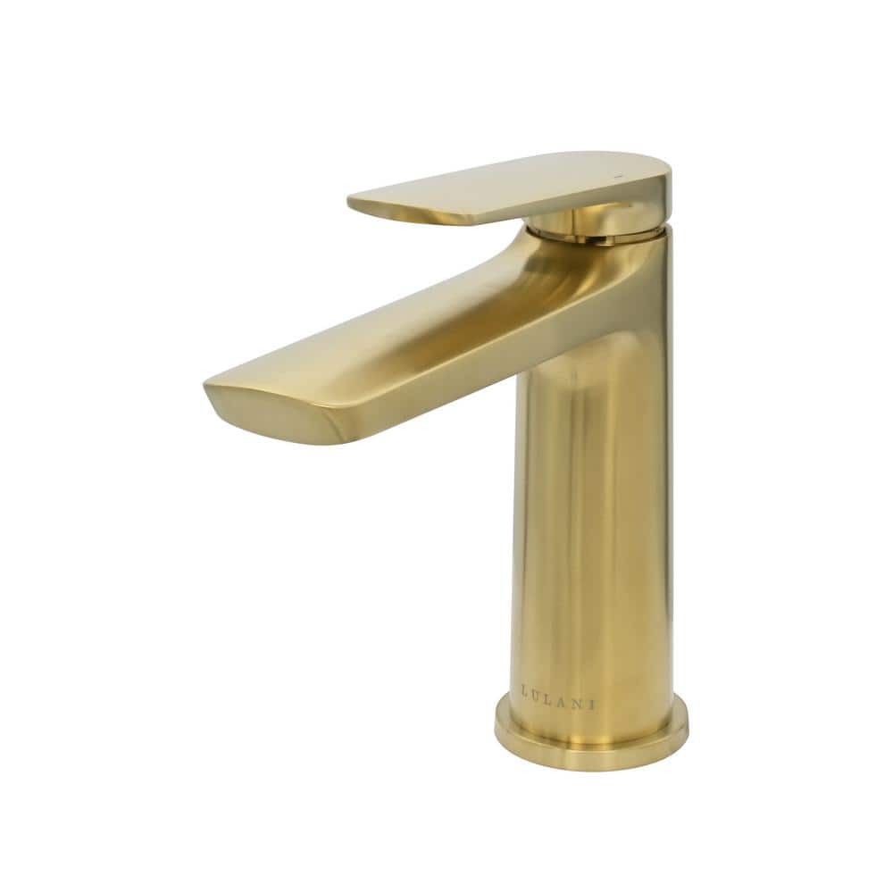 Brushed Gold Single-Handle Brass Bathroom Faucet with Drain Kit