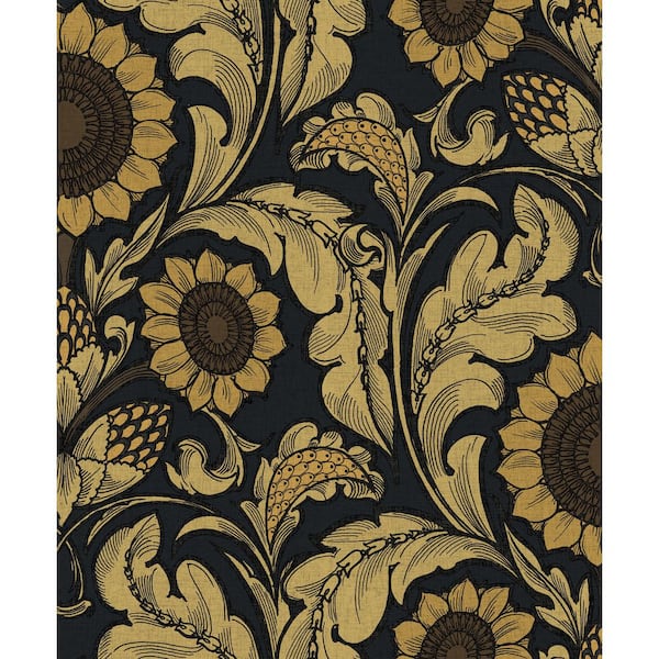 Unbranded Llewelyn-Bowen Off the Wall Yellow Floral Sunnyside Up Matte Finish Non-Pasted Non-Woven Wallpaper Sample