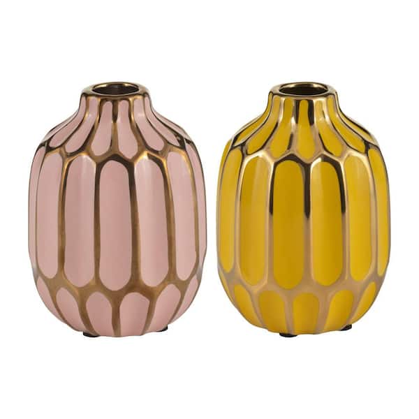5 in. Blush Ceramic Bud Decorative Vase (Set of 2)