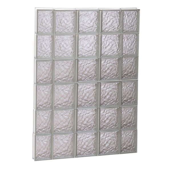Clearly Secure 34.75 in. x 46.5 in. x 3.125 in. Frameless Ice Pattern Non-Vented Glass Block Window