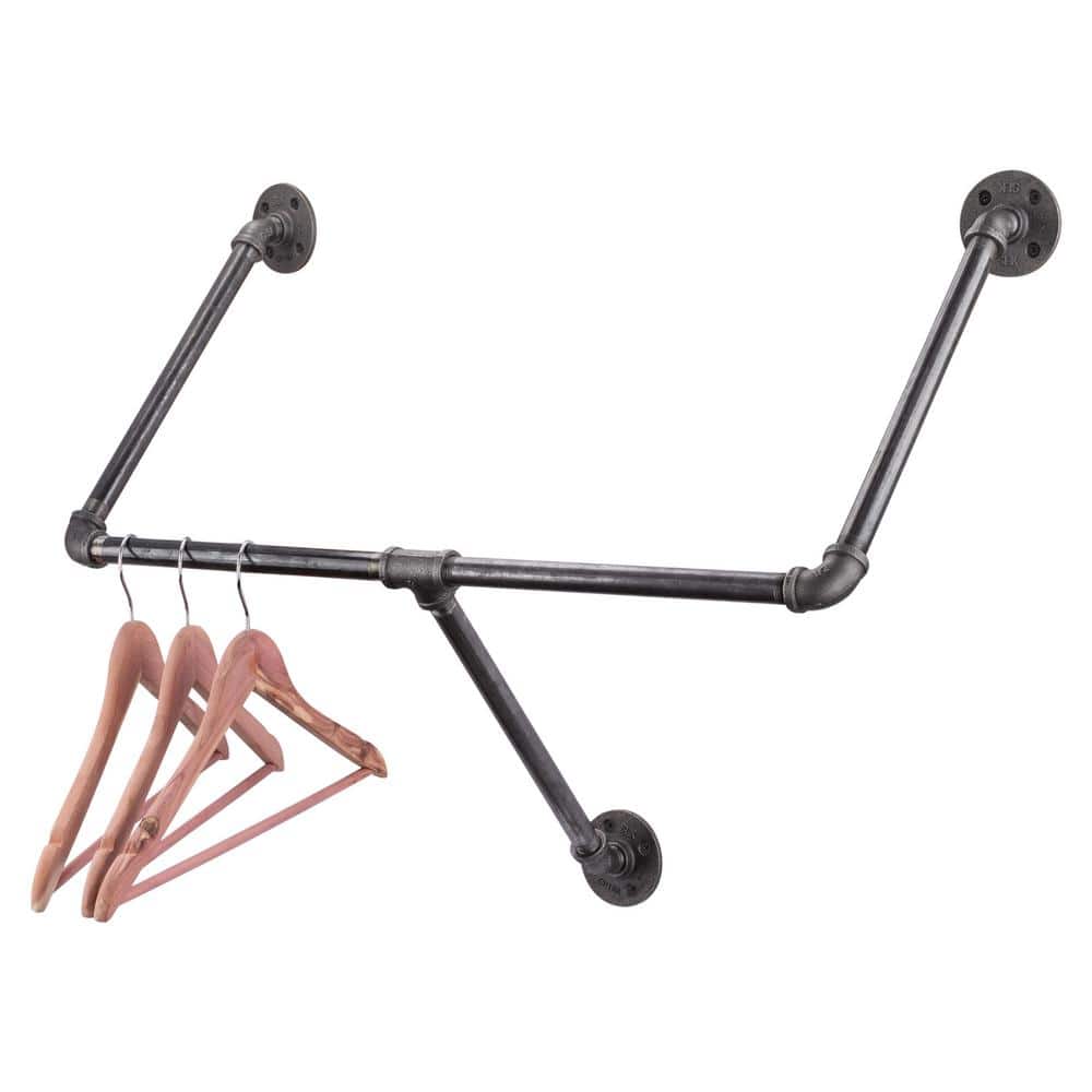1/2 in. x 2 ft. L Black Pipe Tri-Flange Wall Mounted Clothing Rack Kit price history on PriceWatchPro