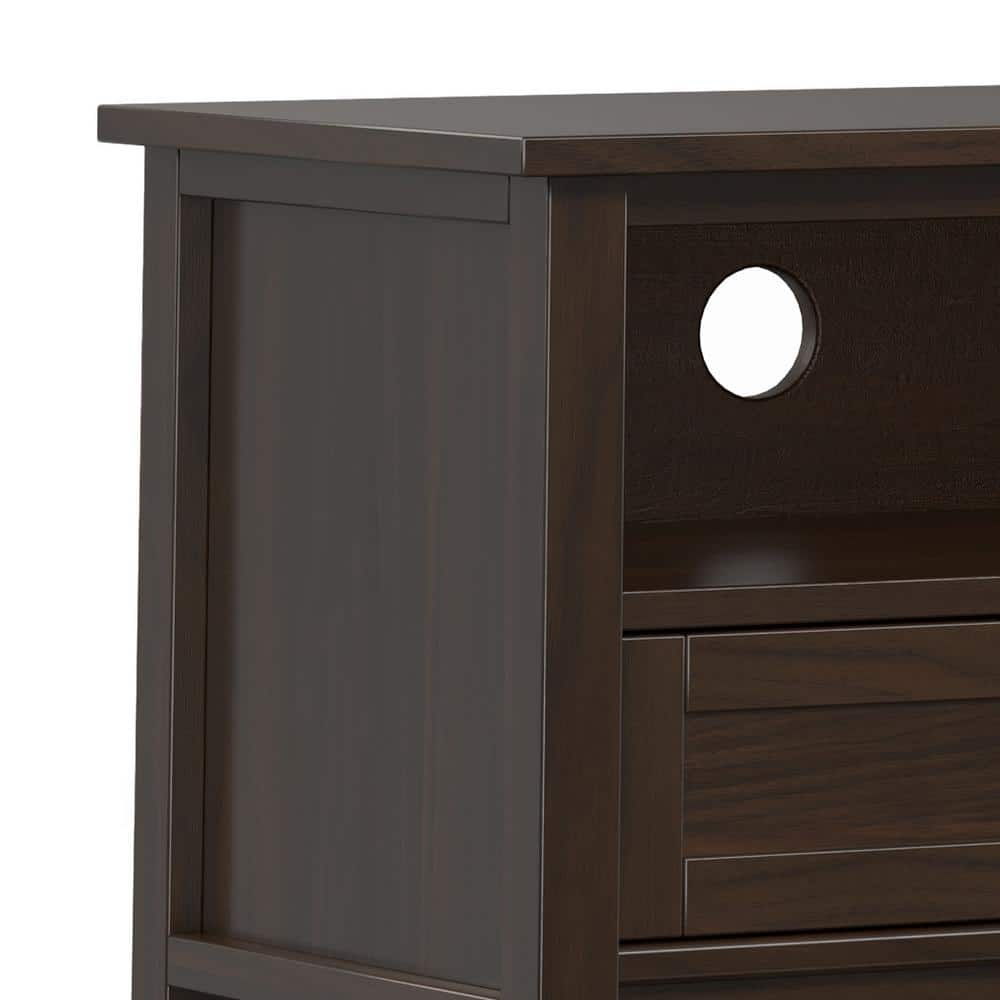 Tobacco Brown Solid Wood 72" TV Media Stand with Cabinet