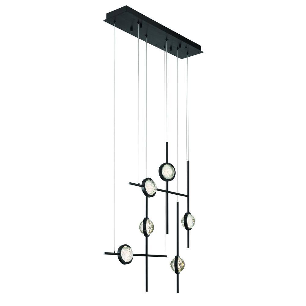 Barletta Black 6-Light LED Chandelier with Clear Glass Shades