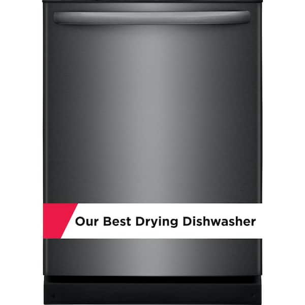 Frigidaire 24 in Top Control Built In Tall Tub Dishwasher with Plastic Tub in Black Stainless Steel with 4-cycles