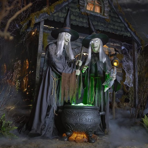6.5 ft. Gruesome Grounds Animated LED Witches Scene