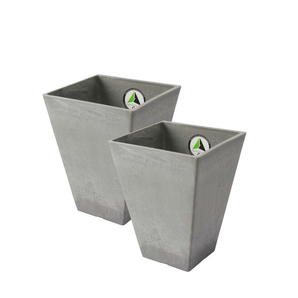 Valencia 11.5 x 14 in. H Concrete Square Plastic Planters (2-Pack)