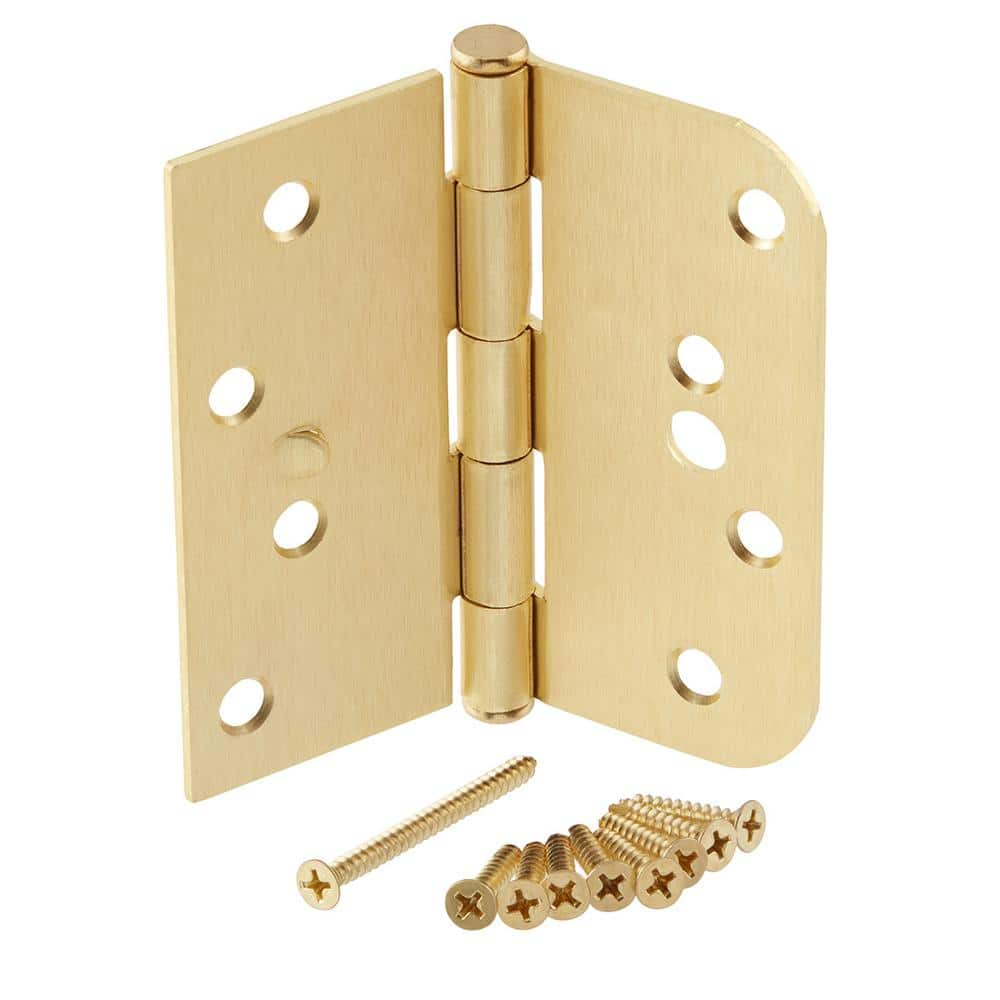 Everbilt 4 in. Square x 5/8 in. Radius Satin Brass Squeak-Free Door ...