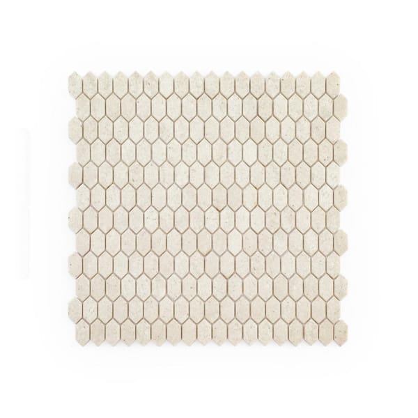 Jeffrey Court Serenity Marfil 11.125 in. x 11.875 in. Elongated Hex Matte White/Beige Glass Mosaic Wall/Floor Tile(13.75 sq. ft./Case)