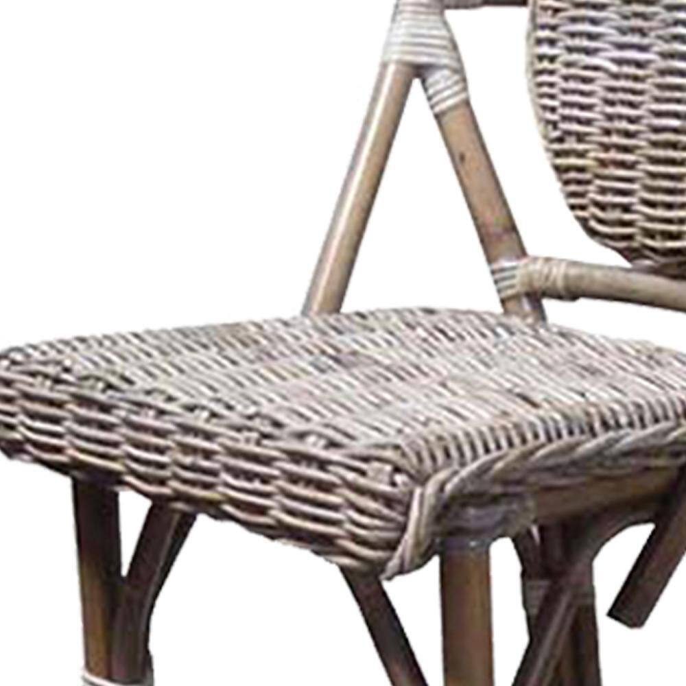 Weathered Gray Rattan High-Back Kubu Barstool