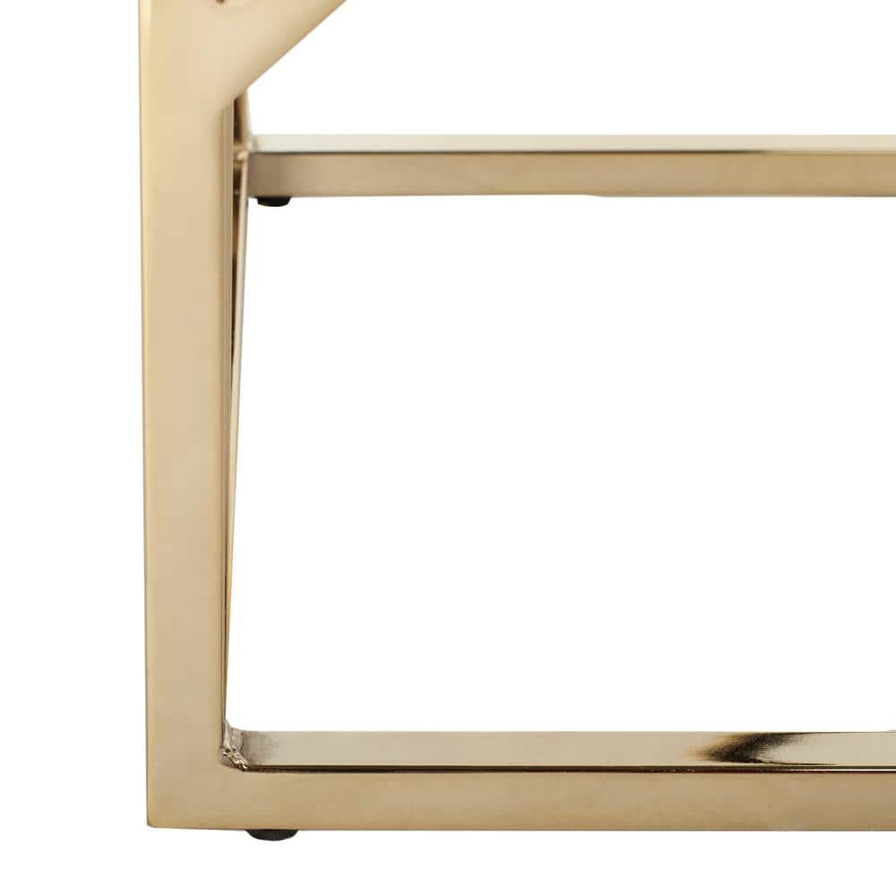 Namiko 48" Silver Rectangular Glass & Brass Console Table