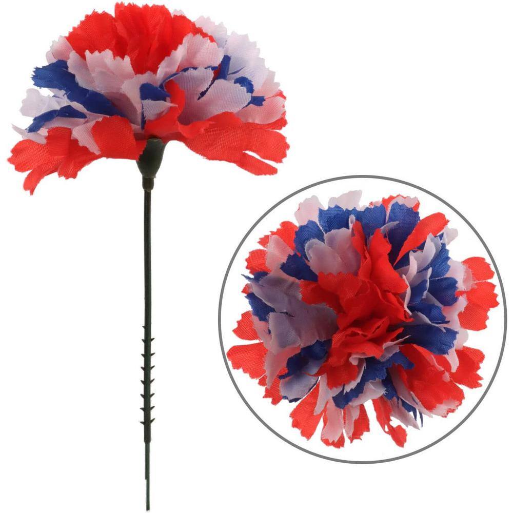 Larksilk 7 in. Artificial TriColor Silk Carnation Flower Picks (100 Pack) AMZ0500TC1BX The