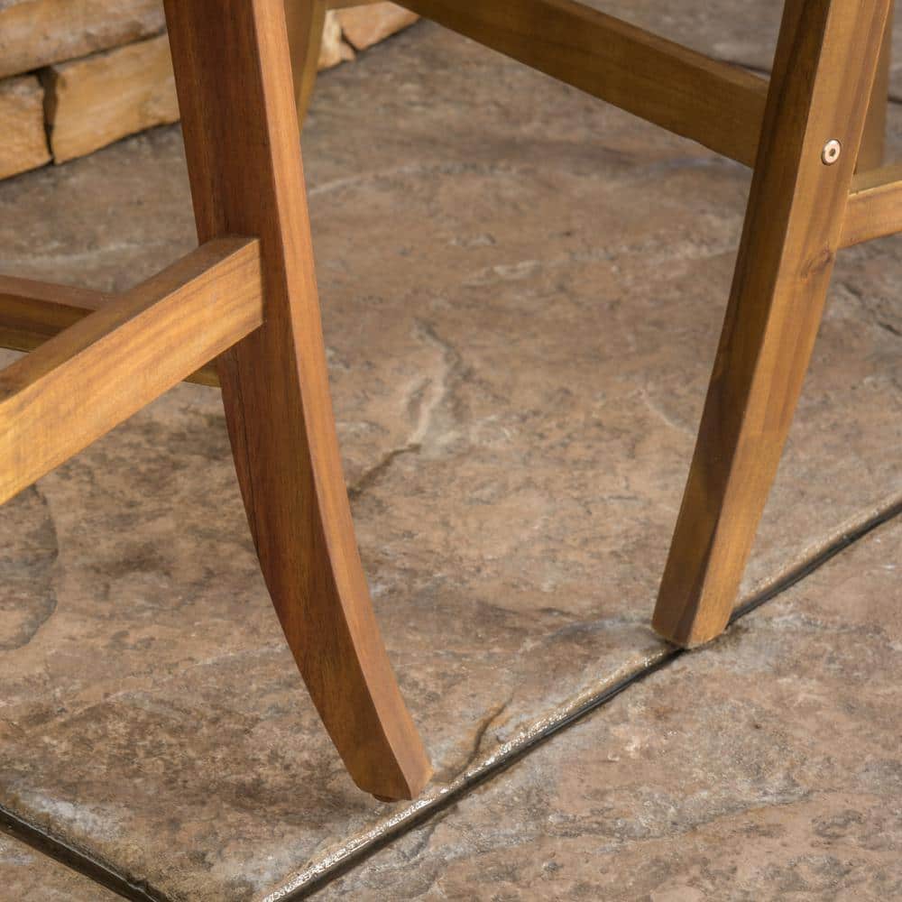 Acacia Wood Bar Height Armchairs with Cream Cushions, Set of 4