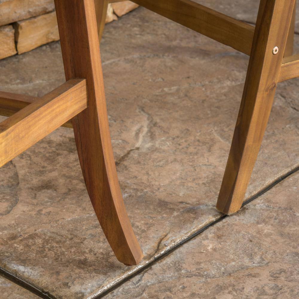 Acacia Wood Bar Height Armchairs with Cream Cushions, Set of 4