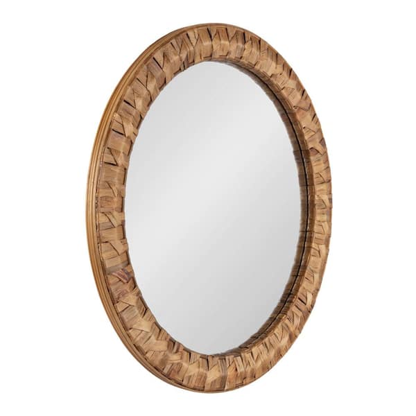 Laalima Rustic Brown 26 in. W x 26 in. H Round Natural Material Framed Mirror