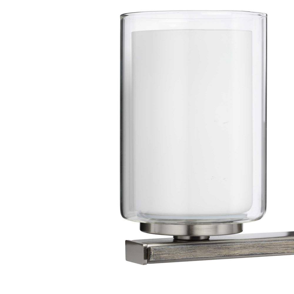 Brushed Nickel 4-Light Bath Vanity with Clear and Etched Glass Shades
