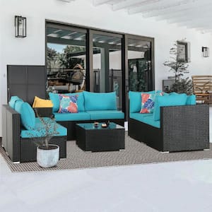 7-Piece Patio Conversation Set with Table and Cushions