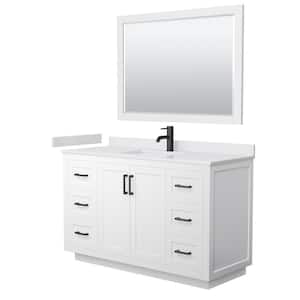 Miranda 54 in. W x 22 in. D x 33.75 in. H Single Sink Bath Vanity in White with White Cultured Marble Top & Mirror