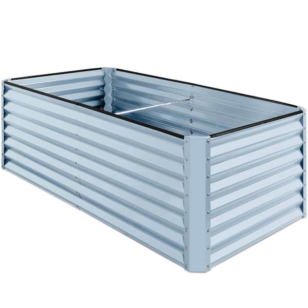 Best Choice Products 6 ft. x 3 ft. x 2 ft. Mist Blue Outdoor Steel Raised Garden Bed Planter Box for Vegetables, Flowers, Herbs