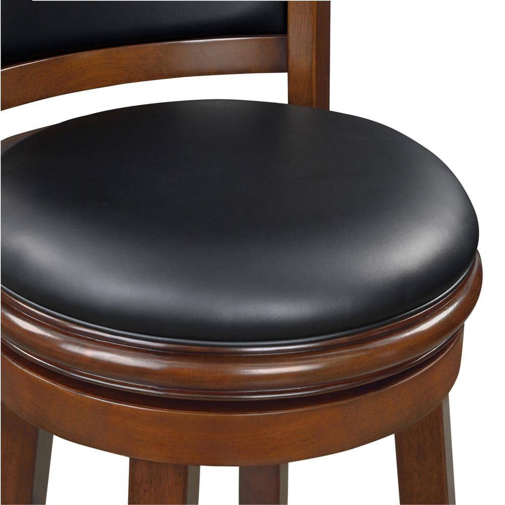 Augusta 34" Cherry Red Swivel Barstool with Faux Leather Seat