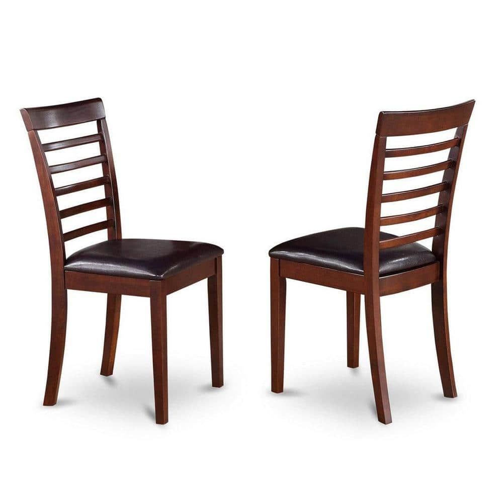 Elegant Mahogany 5-Piece Dining Set with Light Tan Linen Chairs