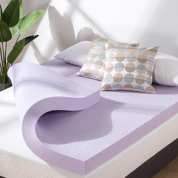 Mellow 4 in. Full Ventilated Memory Foam Mattress Topper with Lavender Infusion