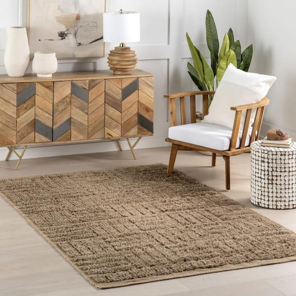 Vonda Geometric Jute Area Natural 5 ft. x 8 ft. Indoor Area Rug