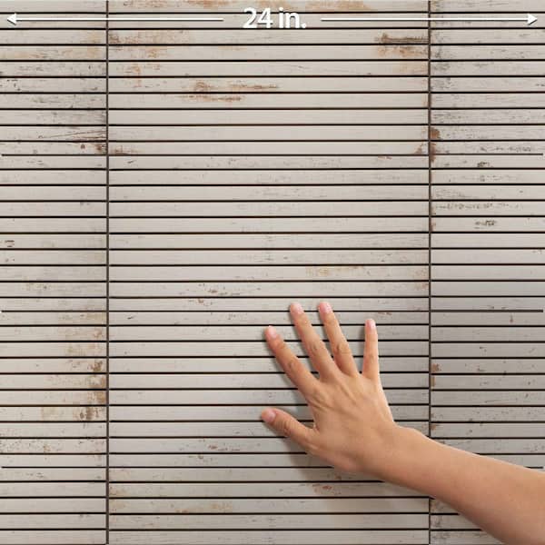 Merola Tile Retro Strata Blanc 7 in. x 14 in. Porcelain Floor and