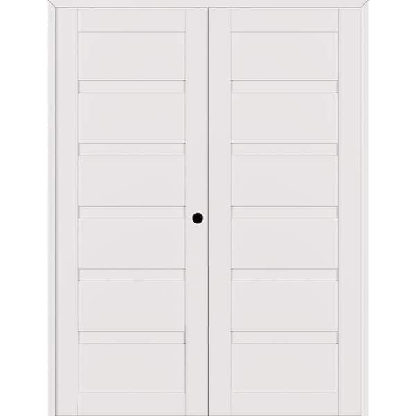 Belldinni Louver 36 in. x 95.25 in. Left Active Snow White Wood Composite Double Prehung Interior Door
