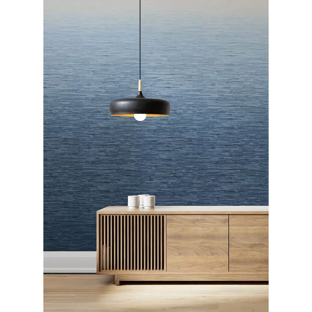 Blue Grasscloth Textured Ombre Wall Mural, 2-Piece Set