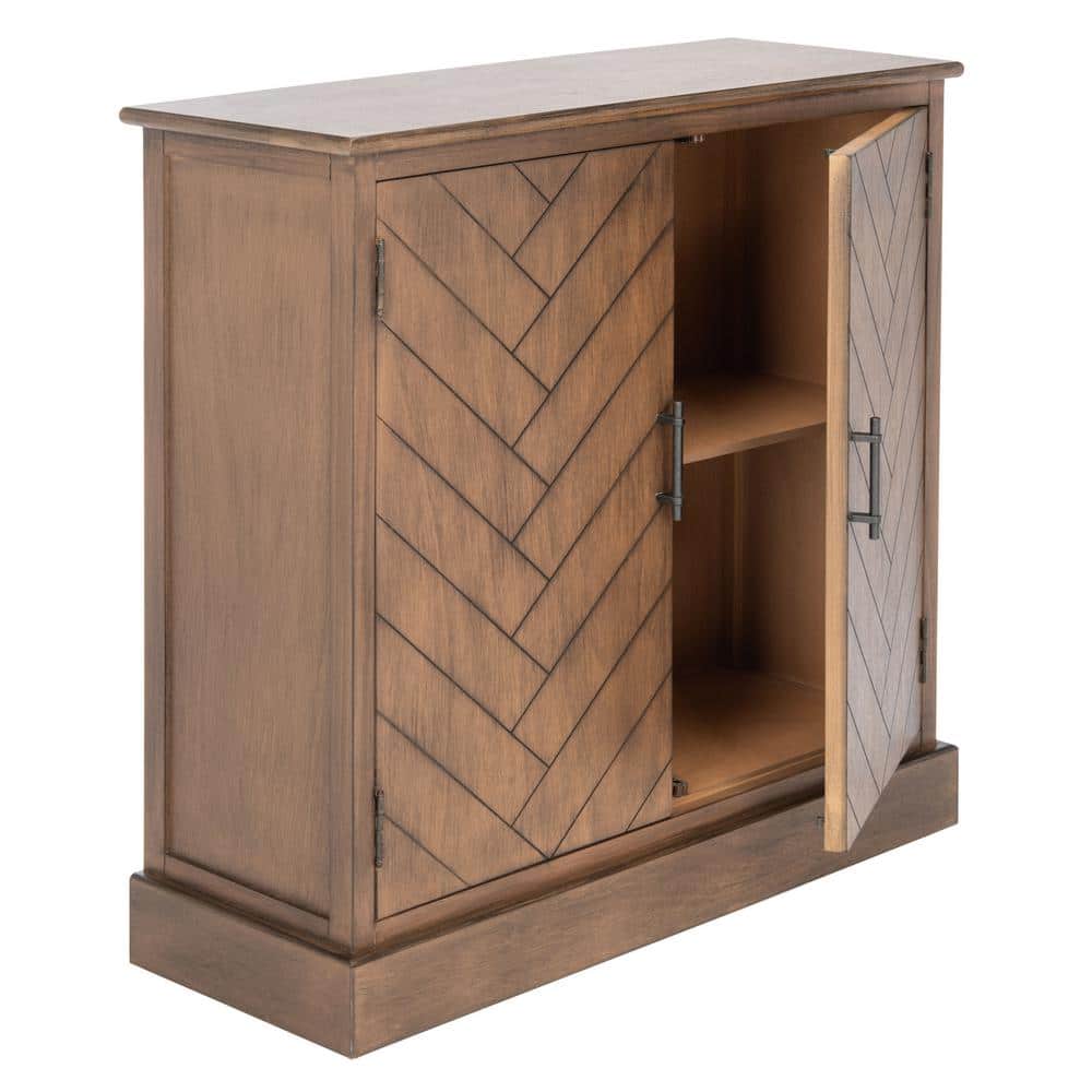 Peyton Modern Brown Wood & Metal Storage Console Table - 36"