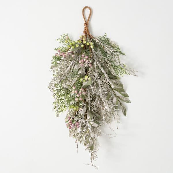 SULLIVANS 26 in. Pine and Pink Berry Unlit Artificial Christmas Swag