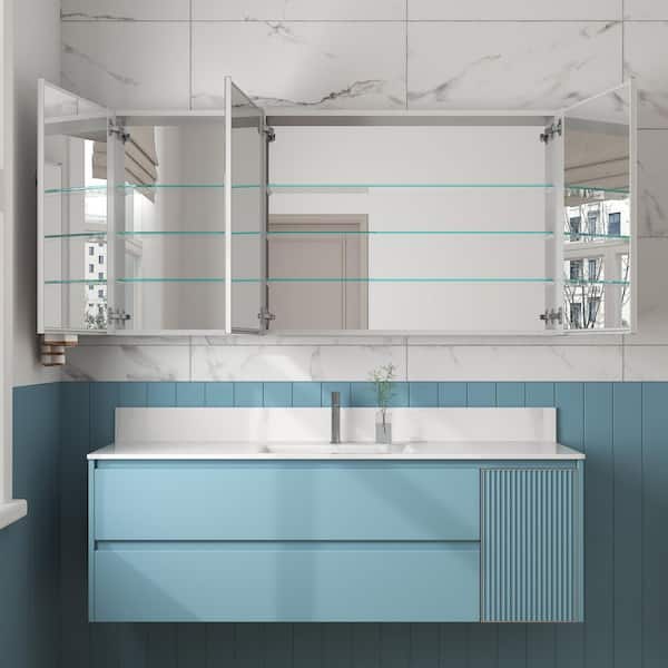 WYonder 60 in. W x 30 in. H Rectangular Aluminum Recessed/Surface Mount Medicine Cabinet with Mirror