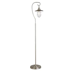 Bay 63 .5 in. Brushed Nickel Floor Lamp with Glass Shade